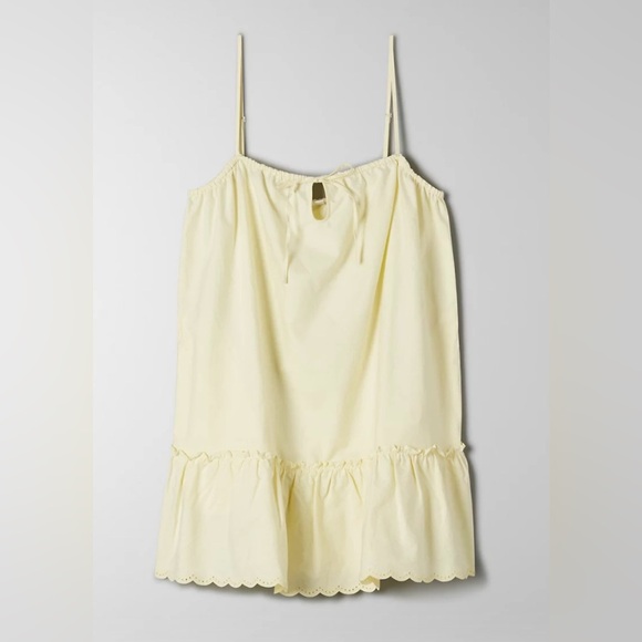 Aritzia Sunday Best Agatha Dress Yellow Babydoll Sleeveless Mini Size Large - Picture 5 of 16